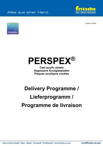 Perspex Lieferprogramm