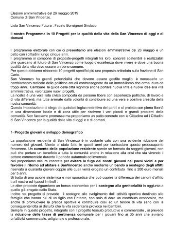 Programma elettorale  lista San Vincenzo Futura 