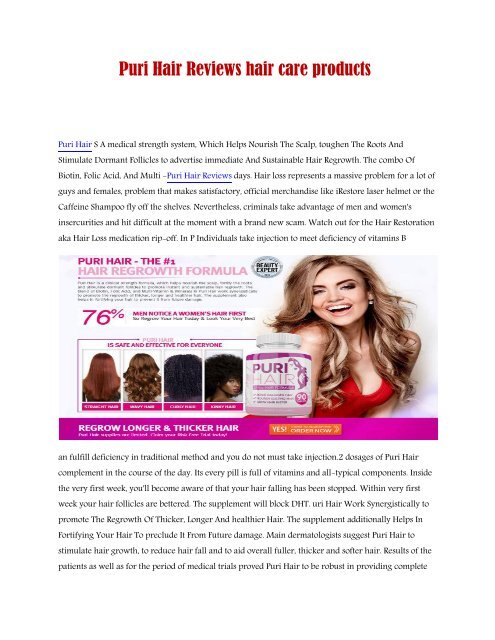 Puri Hair Reviews Hair Care Products Pdf