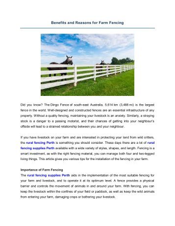 Benefits and Reasons for Farm Fencing