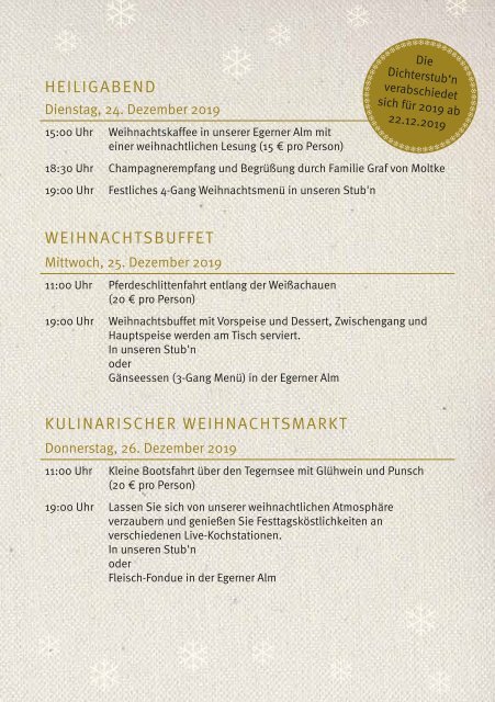 Weihnachten und Silvester im Parkhotel Egerner Höfe