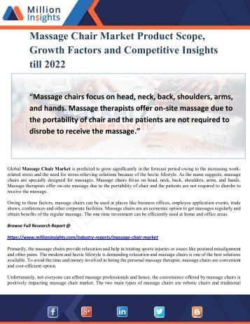 Massage Chair Market Product Scope, Growth Factors and Competitive Insights till 2022