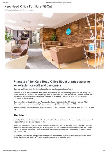 Xero Head Office Furniture Fit-Out - acs365 - Interiors