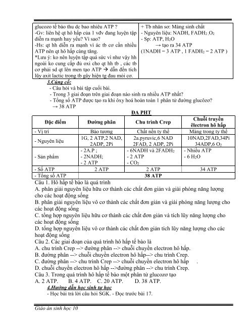 Giáo án cả năm Sinh học Lớp 10 - 11 - 12 (2018-2019)