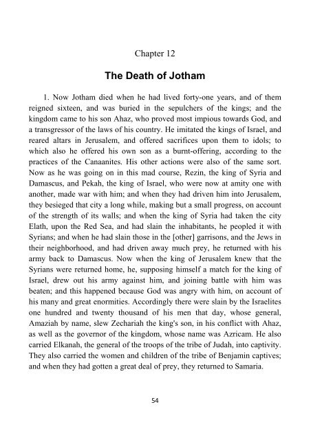 From the Death of Ahab to the Captivity of the Ten Tribes - Flavius Josephus