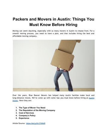 Packers and Movers in Austin_ Things You Must Know Before Hiring