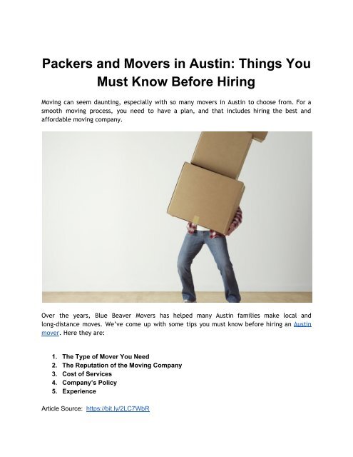 Packers and Movers in Austin_ Things You Must Know Before Hiring