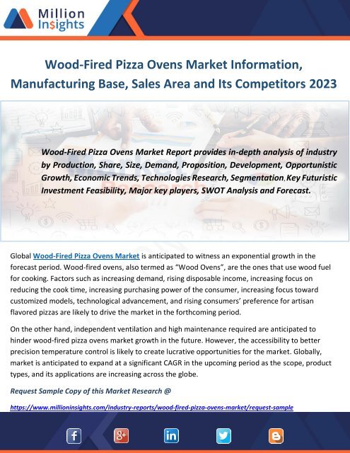 Wood-Fired Pizza Ovens Market Information, Manufacturing Base, Sales Area and Its Competitors 2023