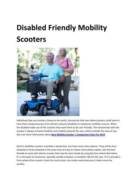 2 Best Mobility Scooter  Comparison Chart For 2019