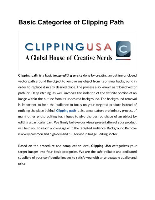 Basic Categories of Clipping Path