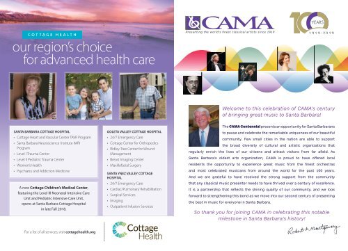 May 19, 2019—CAMA's 100th Birthday Bash—Special Event Program Book