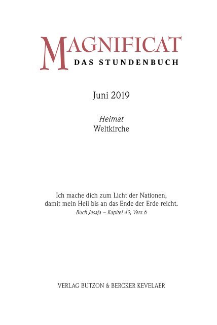 MAGNIFICAT Juni 2019 (Leseprobe)