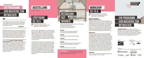 Ausstellung „Bezahlbar. Gut. Wohnen – Strategien für bezahlbaren Wohnraum“ Düsseldorf,  16.05.2019 – 28.07.2019