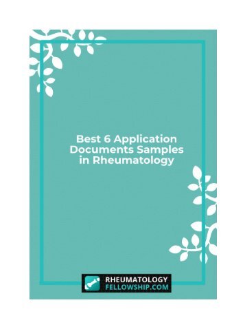 Best 6 Application Documents Samples in Rheumatology