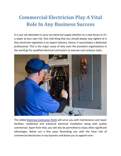 Commercial Electrician Play A Vital Role In Any Business Success