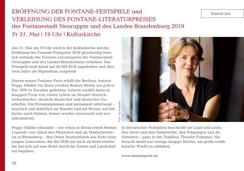 FONTANE-FESTSPIELE 2019 Das Programmheft