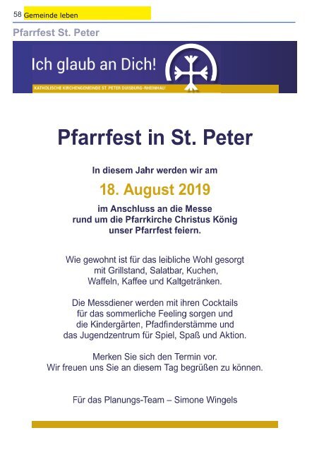 St. Peter Rheinhausen -PetrusBrief Ostern 2019