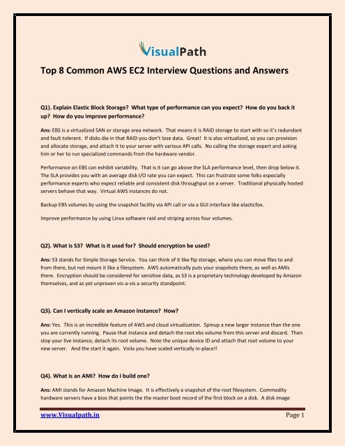 Top 8 Common AWS EC2 Interview Questions and Answers