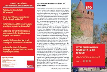 Flyer Kommunalwahl 2019 Stadtverordnetenversammlung Mittenwalde