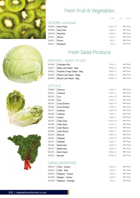 First Choice Foodservice Fresh Fruit and Vegetables