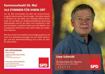 Flyer Kommunalwahl 2019 Ortsbeirat Töpchin