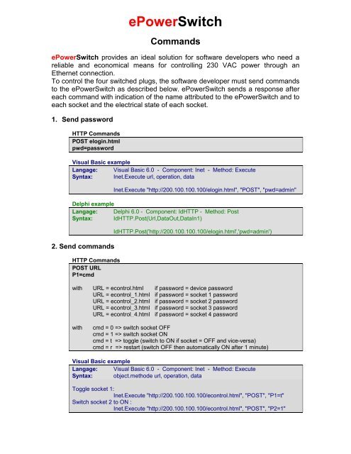 ePowerSwitch Commands