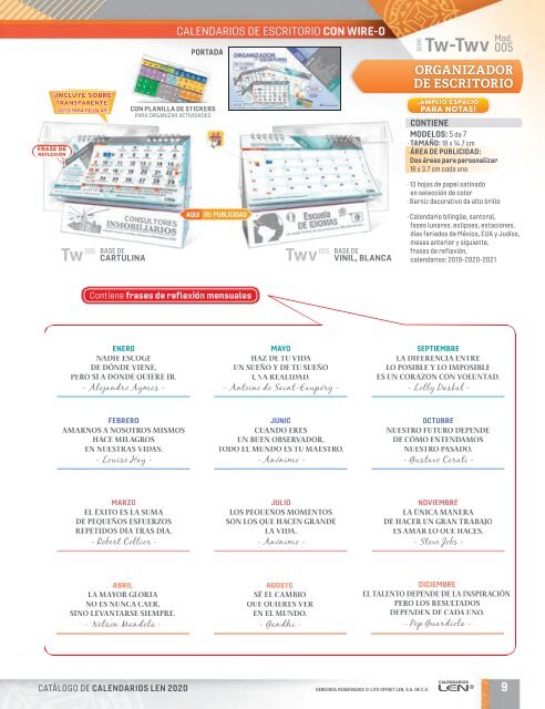 Catalogo Calendarios LEN 2020