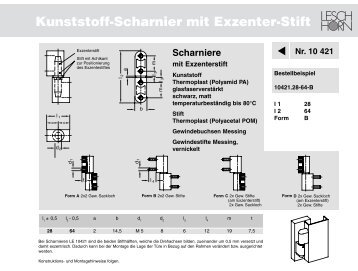 Kunststoff-Scharnier mit Exzenter-Stift - Leschhorn