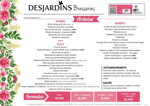 Carte brasserie Desjardins