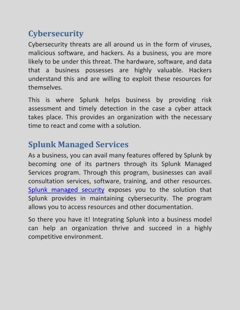 splunk managed security - splunk integration