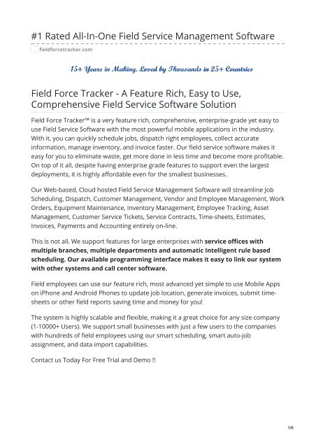 fieldforcetracker -1 Rated All-In-One Field Service Management Software