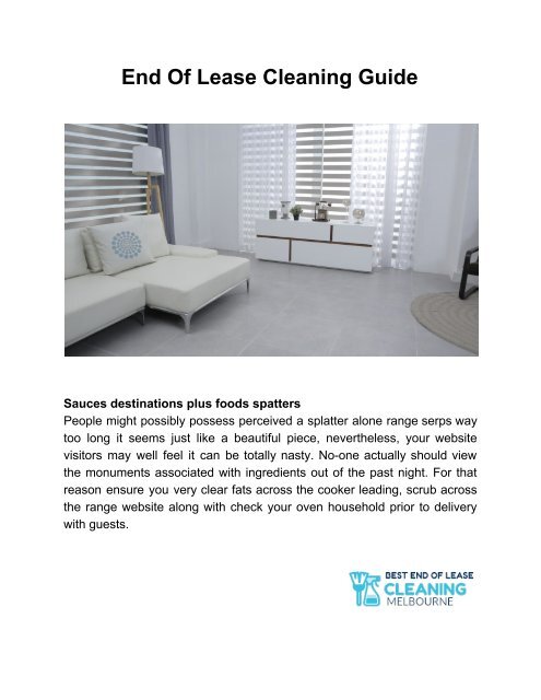 Best End of Lease Cleaning Melbourne Pdf