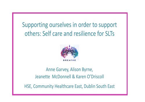 Self-Care and Resilience for SLTs