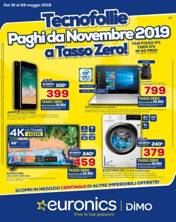 volantino TECNOFOLLIE - dal 16 al 29 Maggio 2019 Euronics