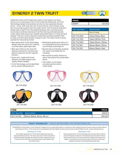 2019 SCUBAPRO CONSUMER PRICE LIST