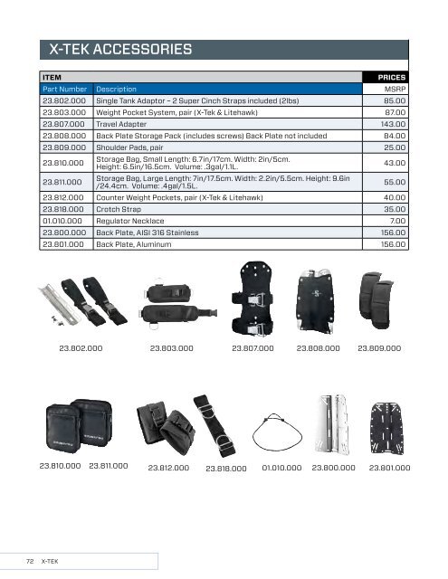 2019 SCUBAPRO CONSUMER PRICE LIST