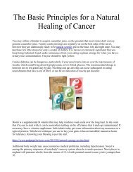 The Basic Principles for a Natural Healing of Cancer