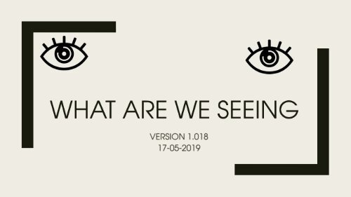 What We Are Seeing 1.018