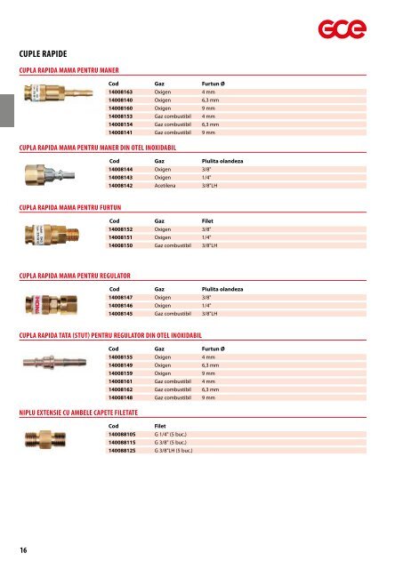 GCE - Catalog - Echipamente Autogene - Sisteme de gaz - 2016 (RO)