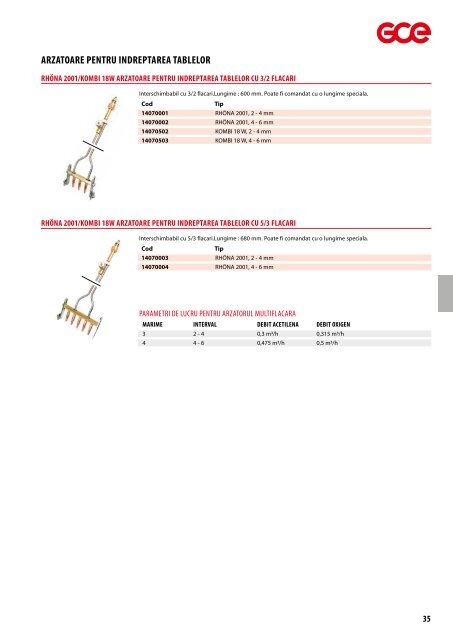 GCE - Catalog - Echipamente Autogene - Sisteme de gaz - 2016 (RO)