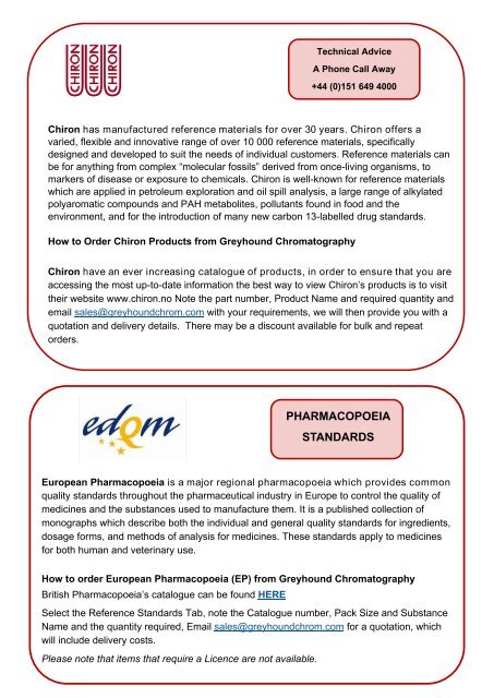 Greyhound Chromatography ANALYTICAL REFERENCE STANDARDS and Materials (CRMs) Guide