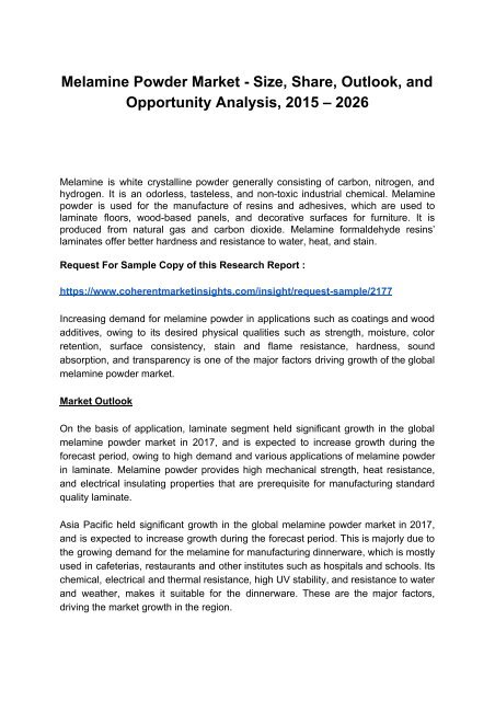 Melamine Powder Market