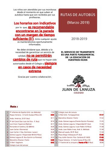 Colegio Juan de Lanuza - Rutas de autobús