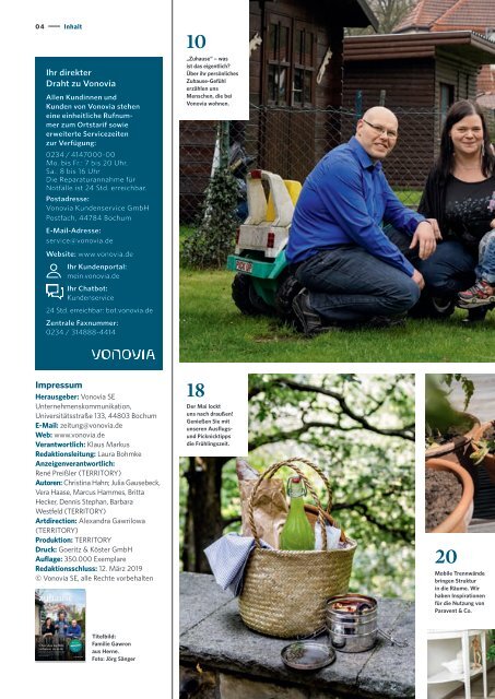 Vonovia Kundenmagazin "zuhause" Frühjahr 2019