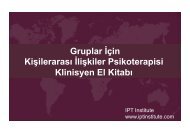 Gruplar İçin Kişilerarası İlişkiler Psikoterapisi- Klinisyen El Kitabı