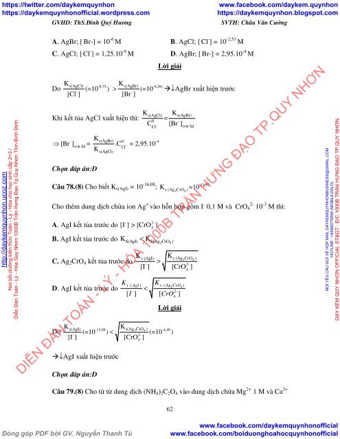 Xây dựng hệ thống câu hỏi trắc nghiệm khách quan hóa vô cơ liên quan đến các đại lượng hằng số cân bằng, độ tan, tích số tan