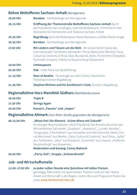 Programm Sachsen-Anhalt-Tag in Quedlinburg