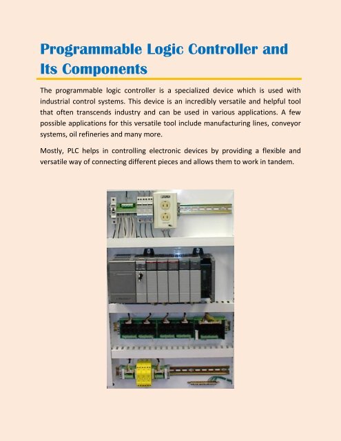 Programmable Logic Controller and Its Components