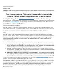 East Lake Academy Chicagos Premiere Private Catholic School Offers Athletics Opportunities to its Students