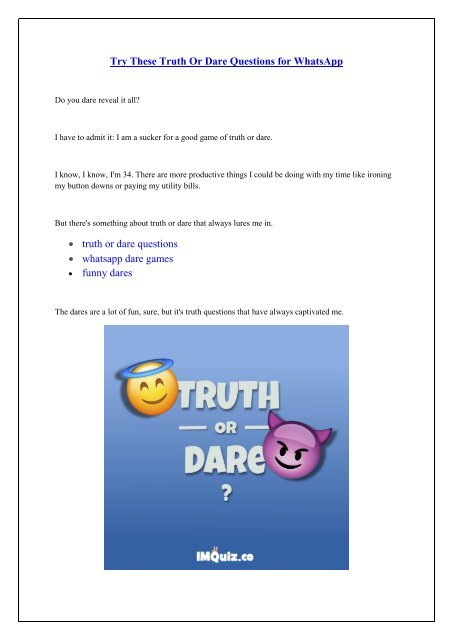 WhatsApp Truth Dare Games To play in 2023 [Funny & Tough]